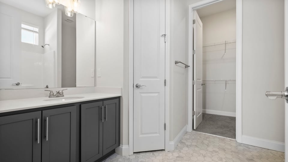 Bathroom with double sink vanity.
