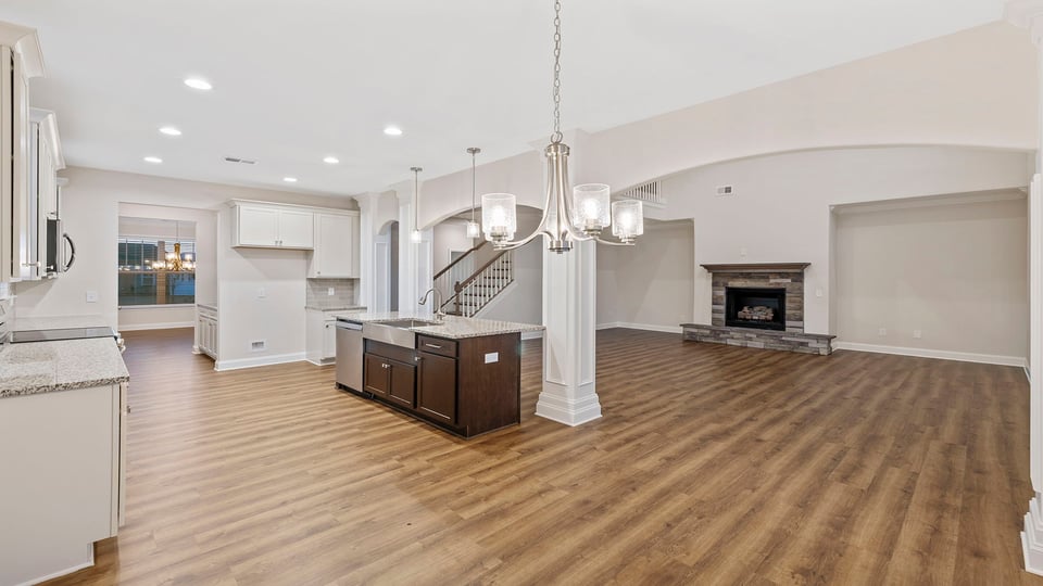 Family room with fireplace.
