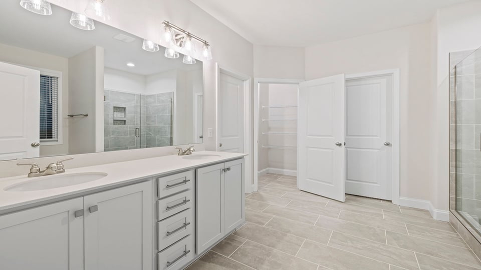 Bathroom with double vanity.