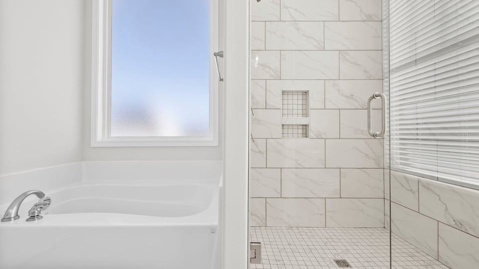 Walk in shower and single standing tub.