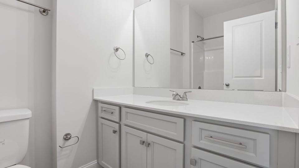 Bathroom with double sink vanity.