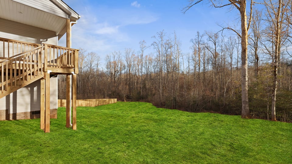 Back porch with large backyard.