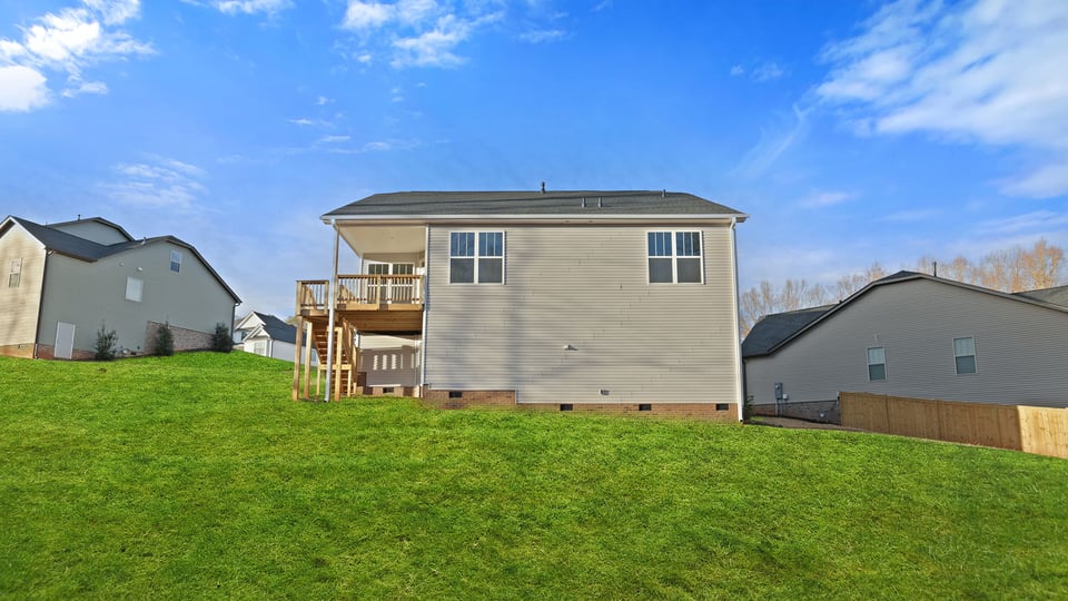 Back porch with large backyard.