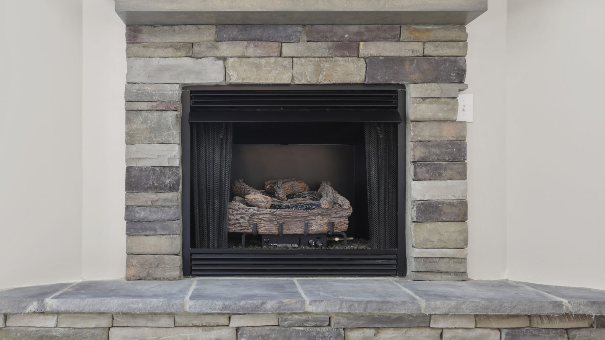 Family room with fireplace.