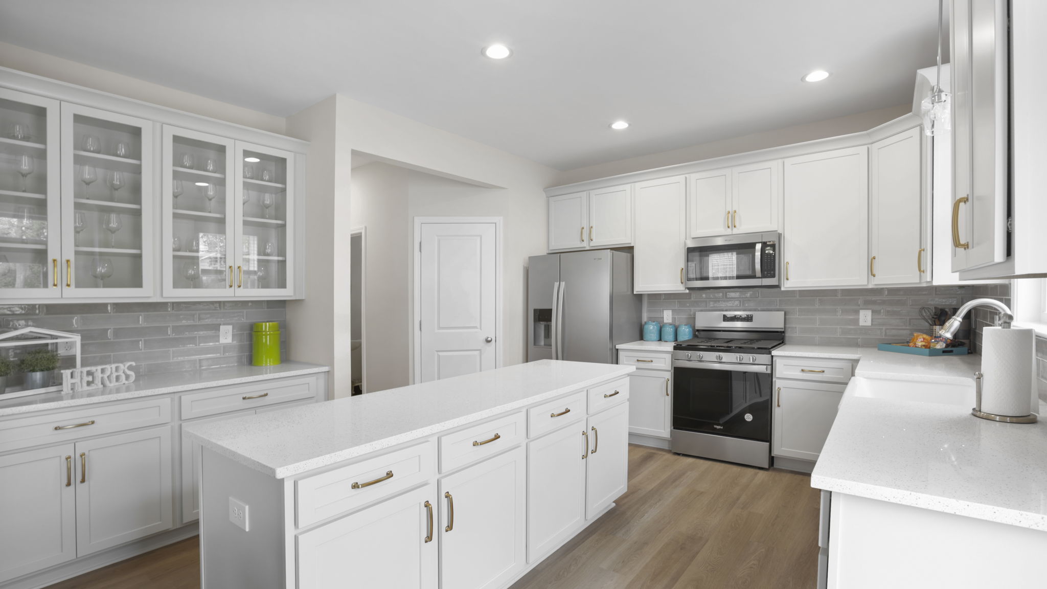 Kitchen with stainless steel appliances.
