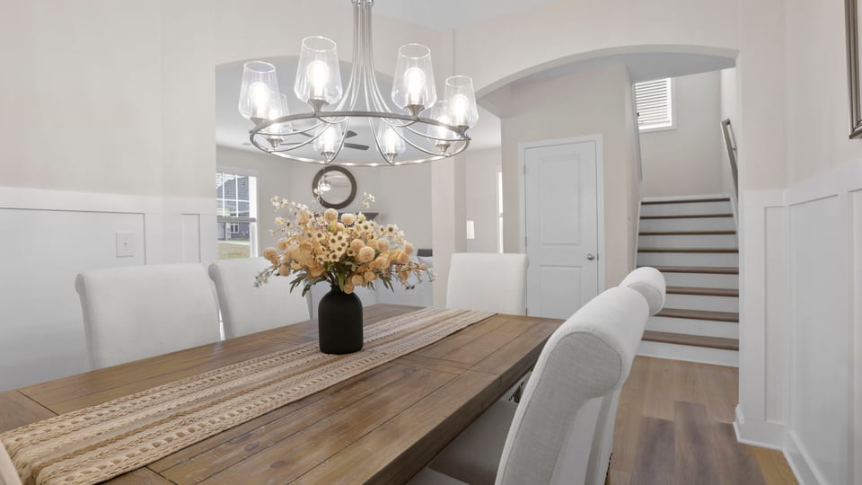 Dining area with windows.