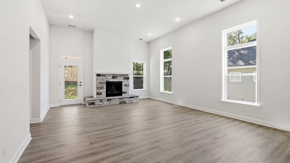 Living room with fireplace.