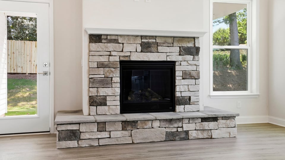 Living room with fireplace.