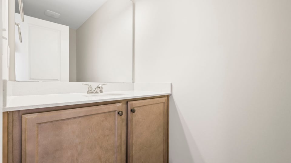 Bathroom with vanity sink.