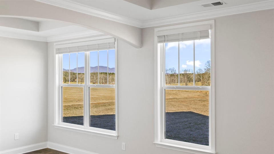 Primary bedroom with windows.