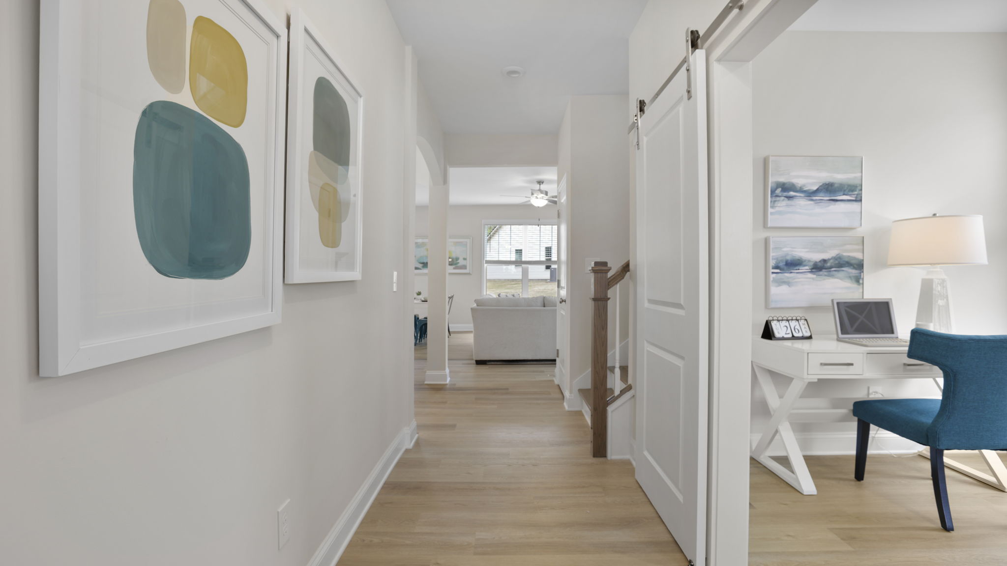 Hallway with view of flex room.