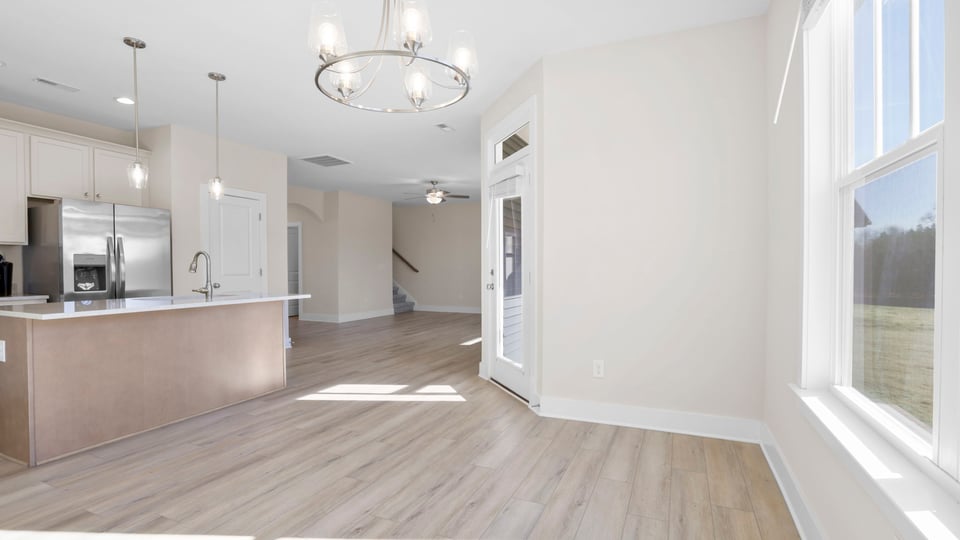 Dining area with windows.