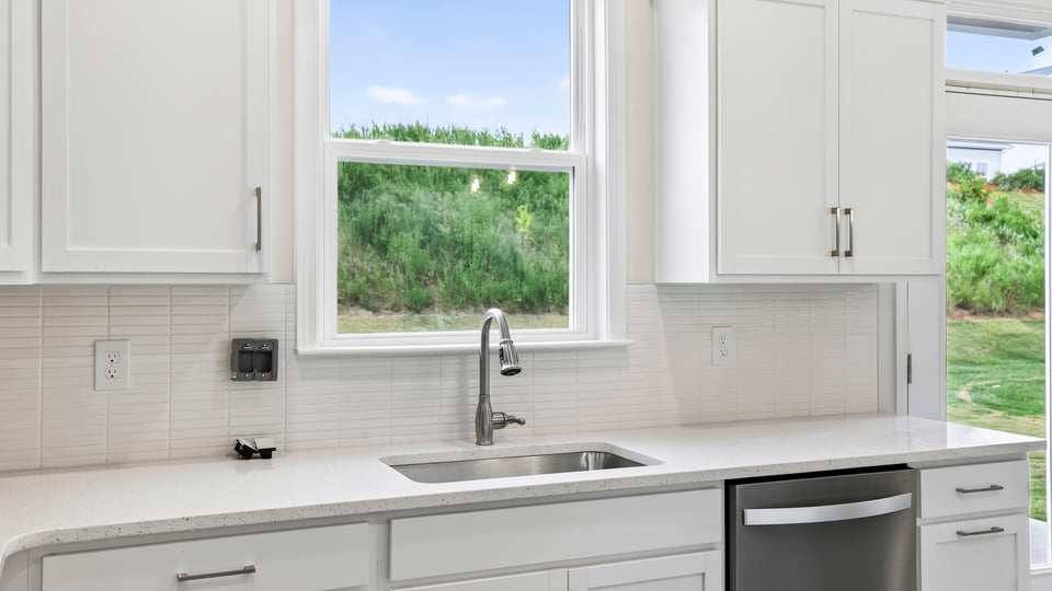 Kitchen with stainless steel appliances.