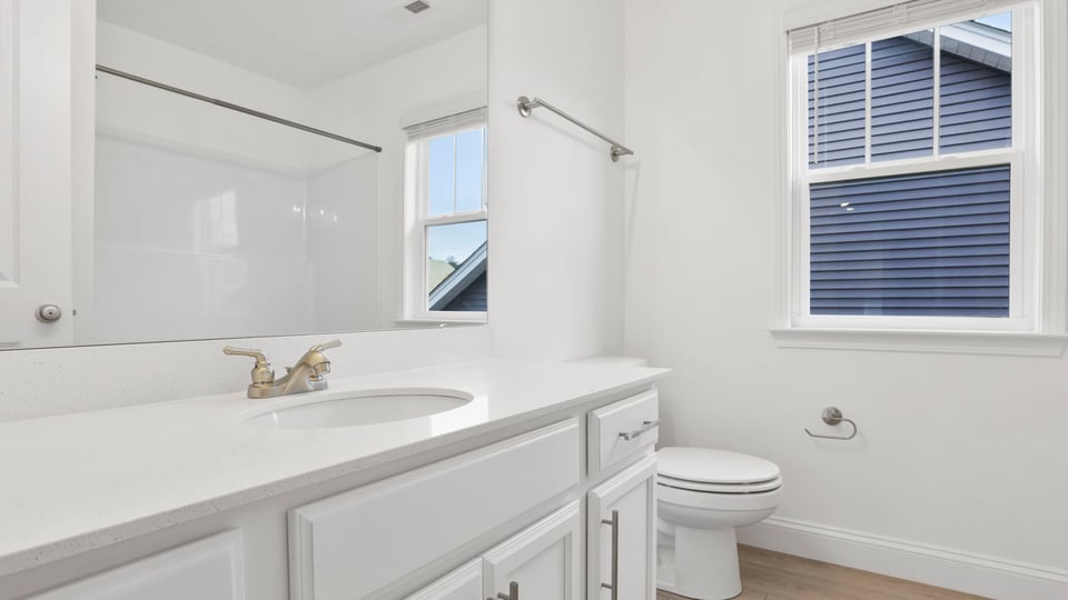 Bathroom with vanity sink.