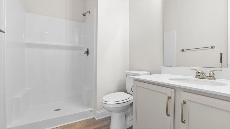 Bathroom with vanity sink.