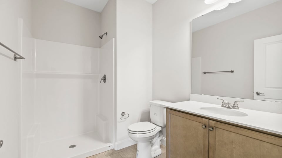 Bathroom with vanity sink.