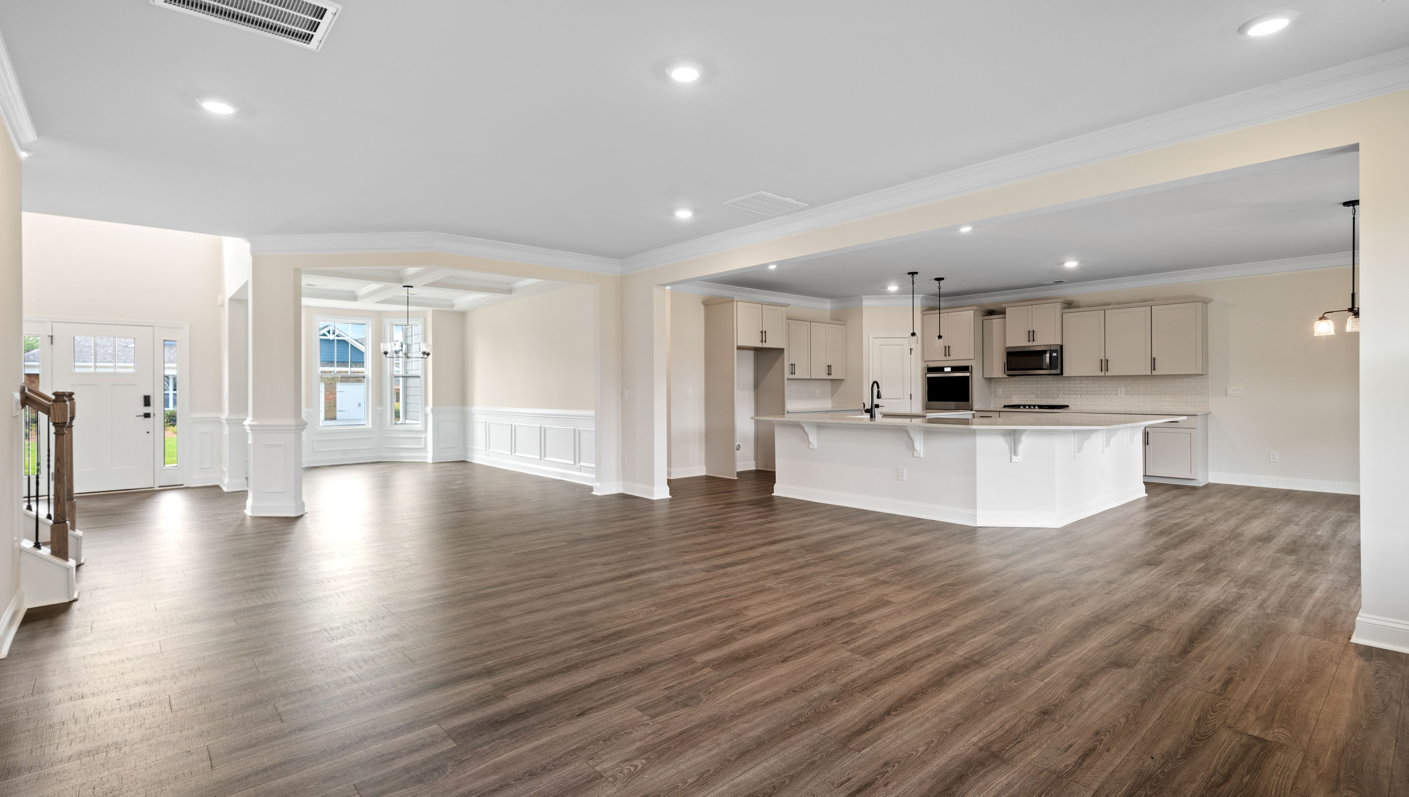 View of kitchen from the family room.