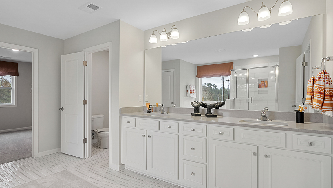 Primary bathroom with vanity sink.