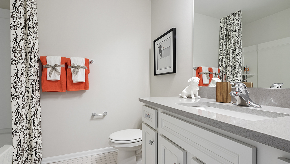 Bathroom with vanity sink.