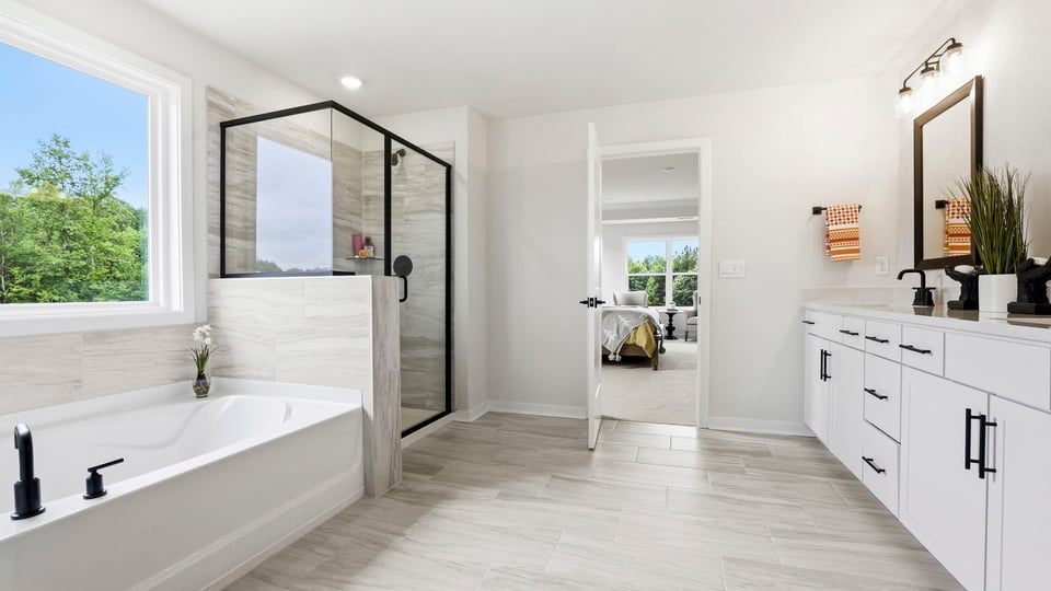 Primary bathroom with vanity sink.