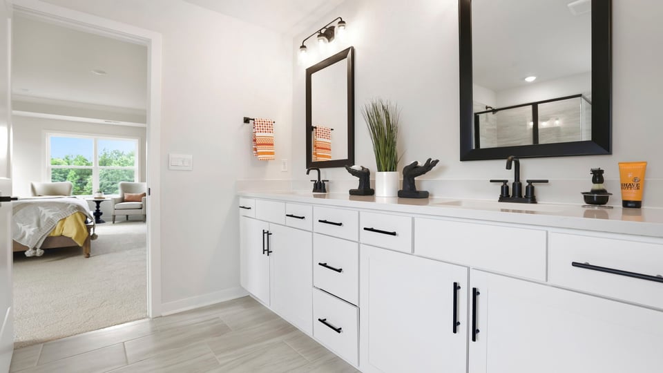 Primary bathroom with vanity sink.