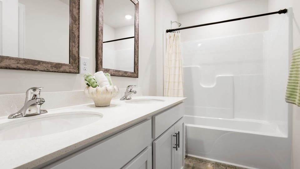 Bathroom with vanity sink.