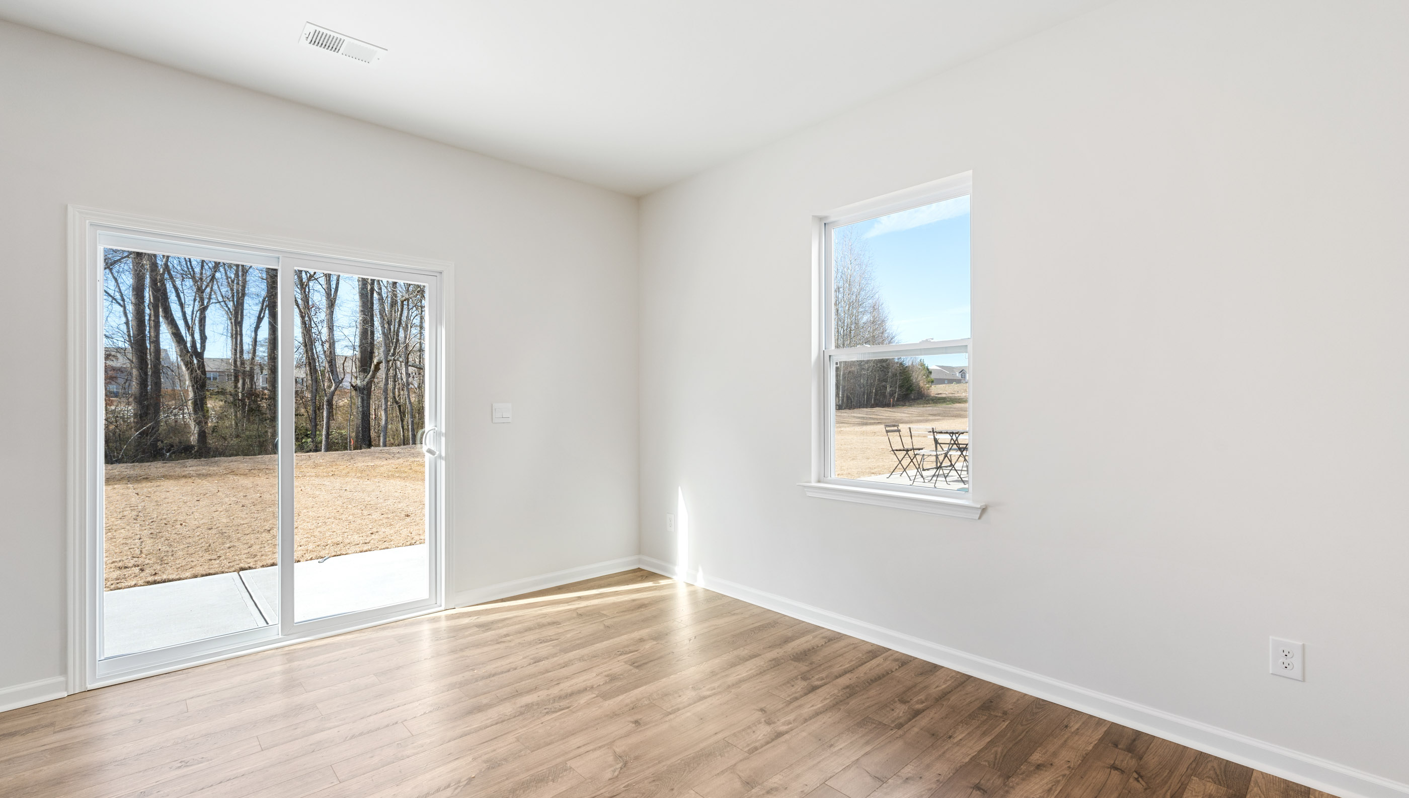 Kitchen with island and cabinets.