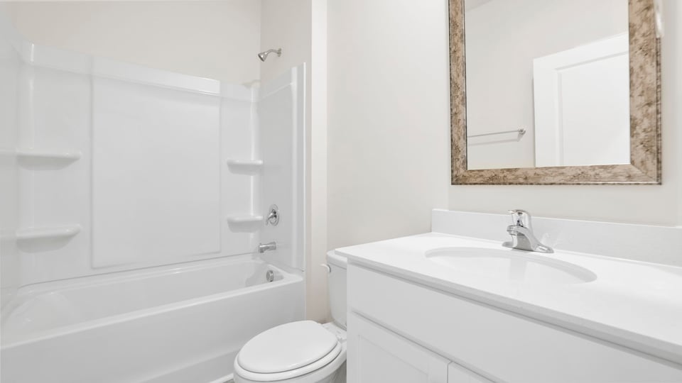 Bathroom with vanity sink.