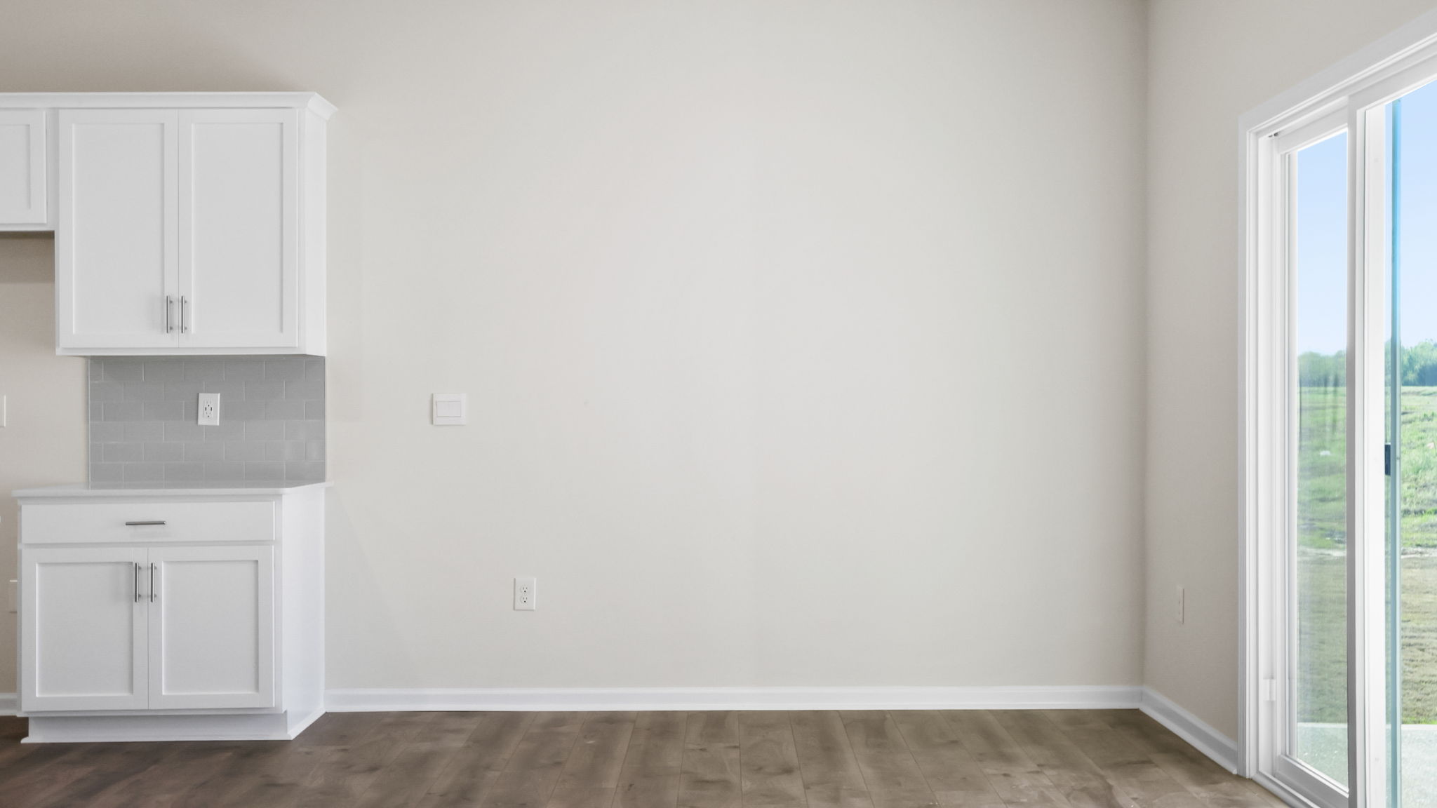 Family room with windows.