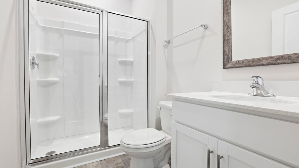 Bathroom with vanity sink.