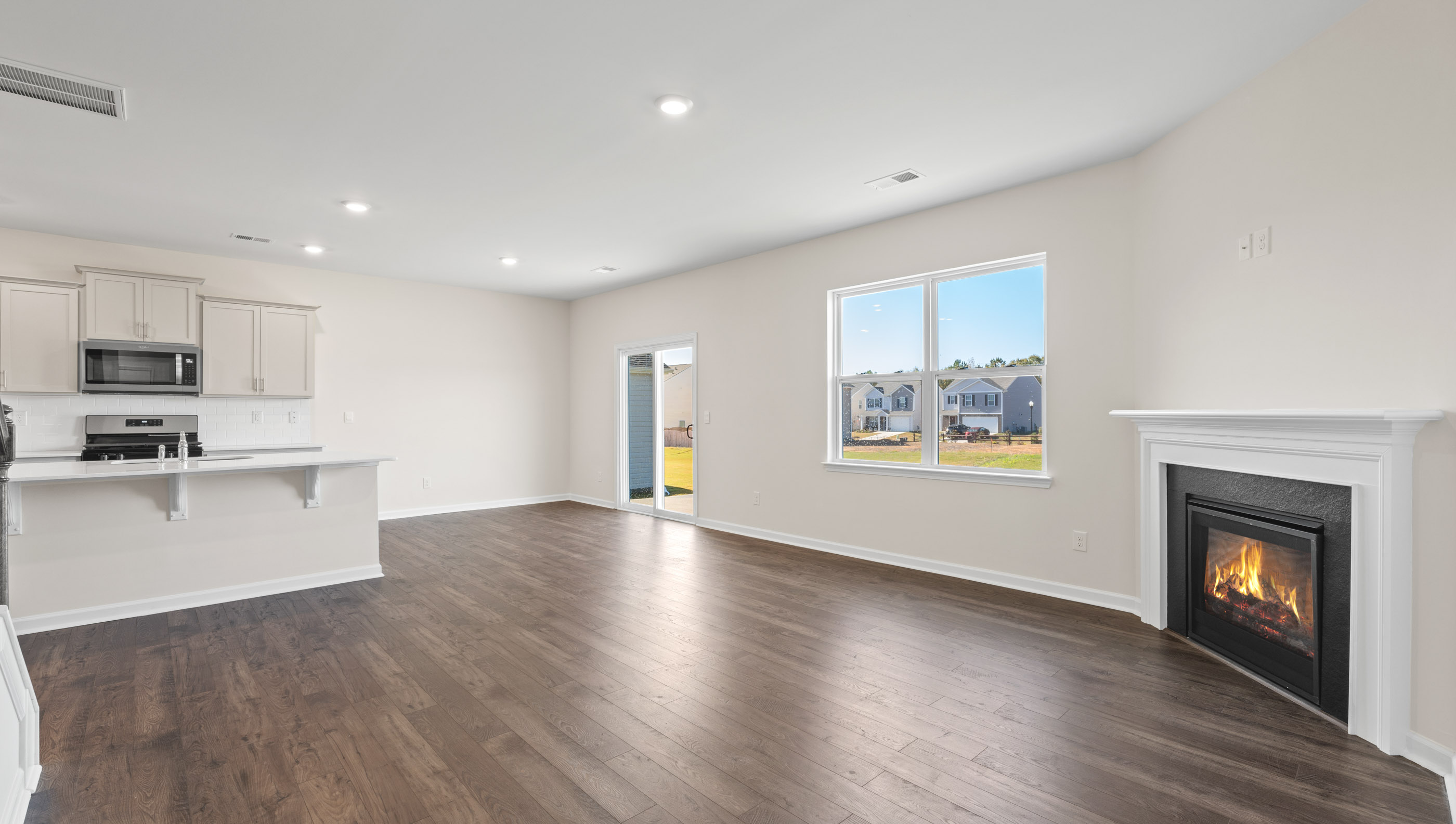 View of kitchen from the family room.