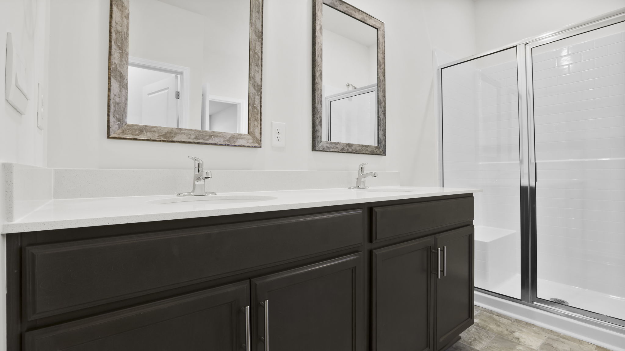 Bathroom with walk in shower and tub.