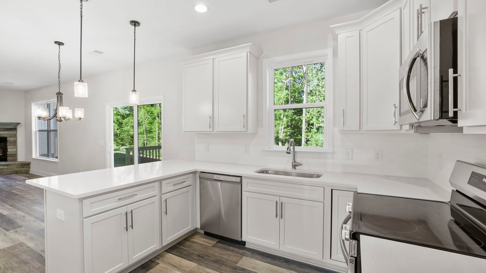 Kitchen with stainless steel appliances.