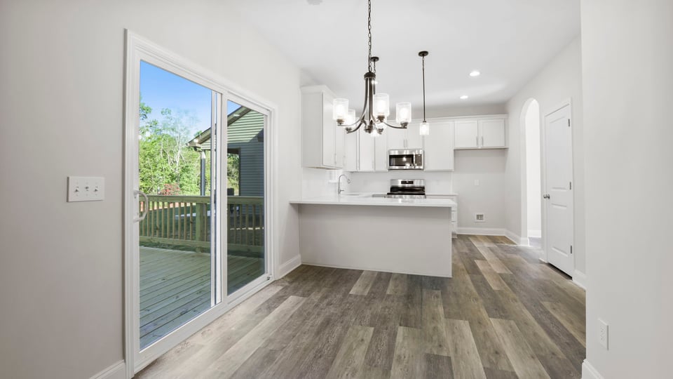 Kitchen with stainless steel appliances.