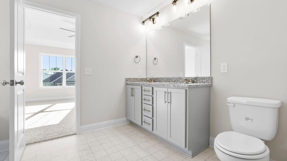 Bathroom with single vanity sink.