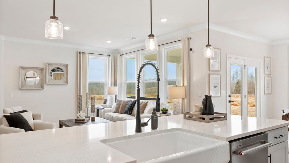 Kitchen to island and cabinets.