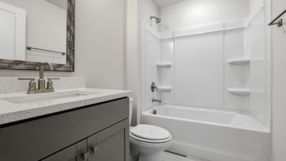 Bathroom with vanity sink.
