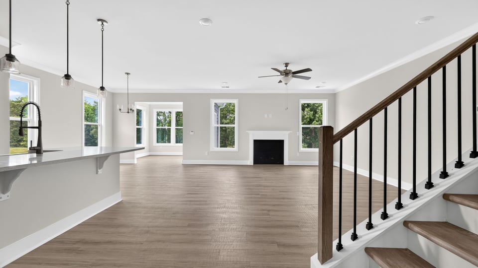 Dining area with windows.
