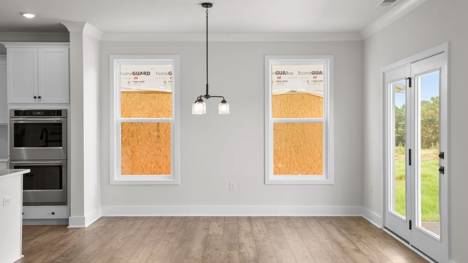 Dining area with windows.