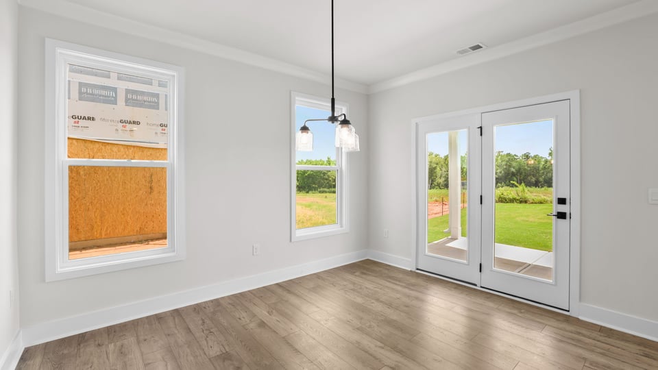 Dining area with windows.