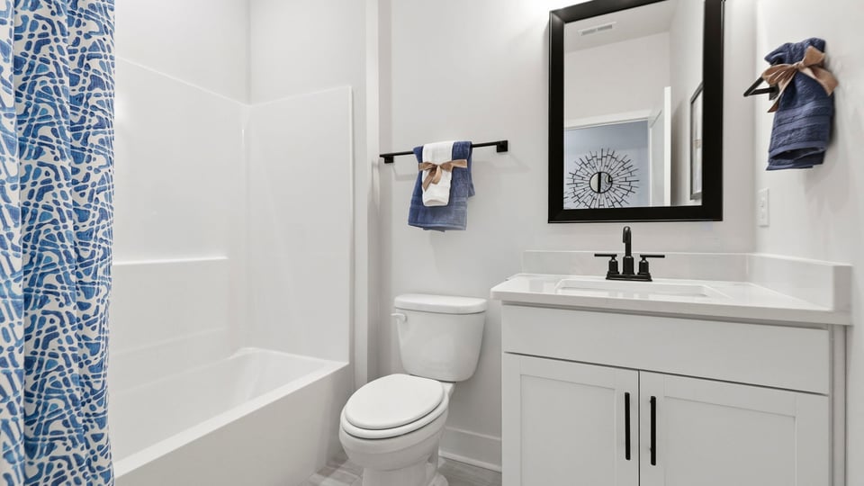 Bathroom with vanity sink.