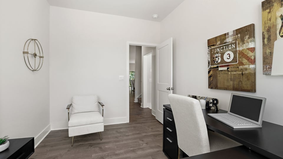 Flex area at front of home with windows.