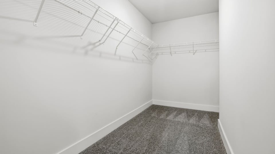 Closet with hanging storage racks.