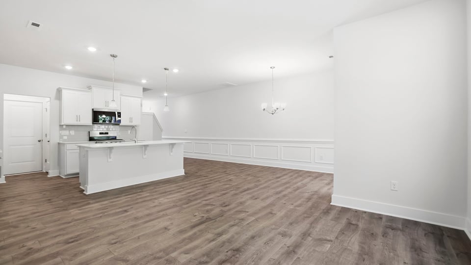 Family room with windows.