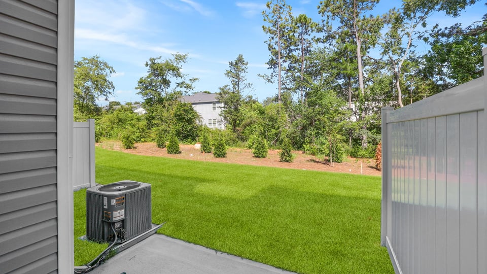 Large backyard of home.