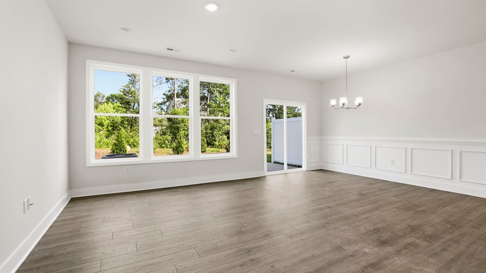 Family room with windows.