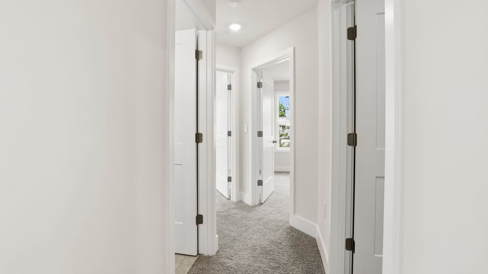 Hallway view of rooms.