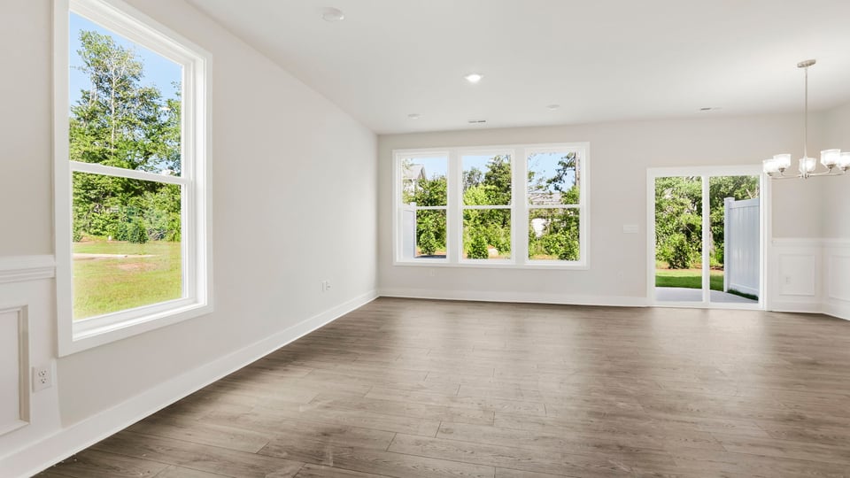 Family room with windows.