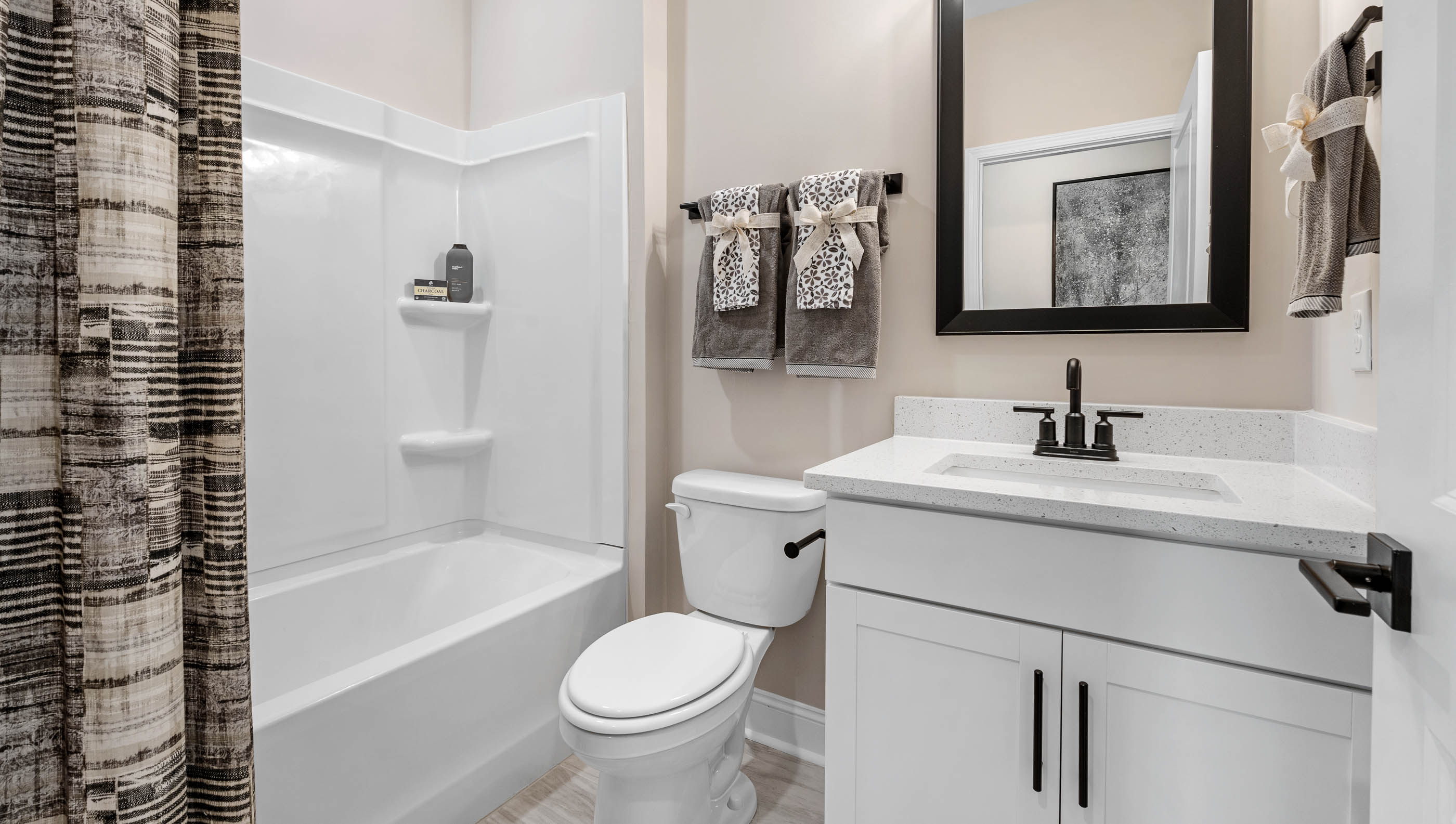 Bathroom with vanity sink.