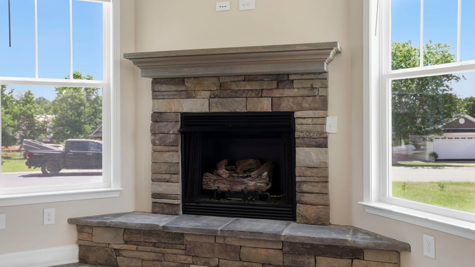 Family room with fireplace.